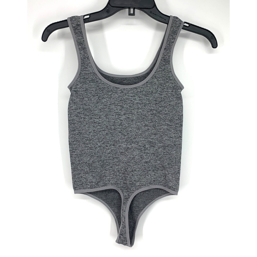 Colsie Bodysuit Gray Ribbed Knit Sleeveless Thong Womens Size Small - Picture 8 of 11